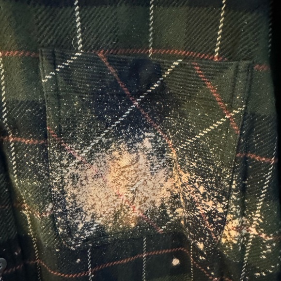 Upcycled Distressed Flannel Shirt Roadrunner Handcraftedl Bleached LG 100% Cottn - Picture 4 of 14